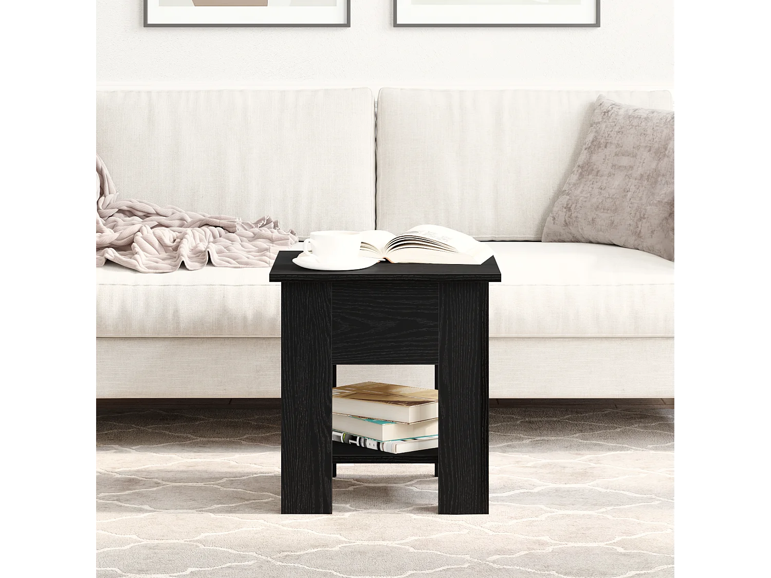 Couchtisch aus schwarzer Eiche, 40 x 40 x 42 cm, Holzwerkstoff