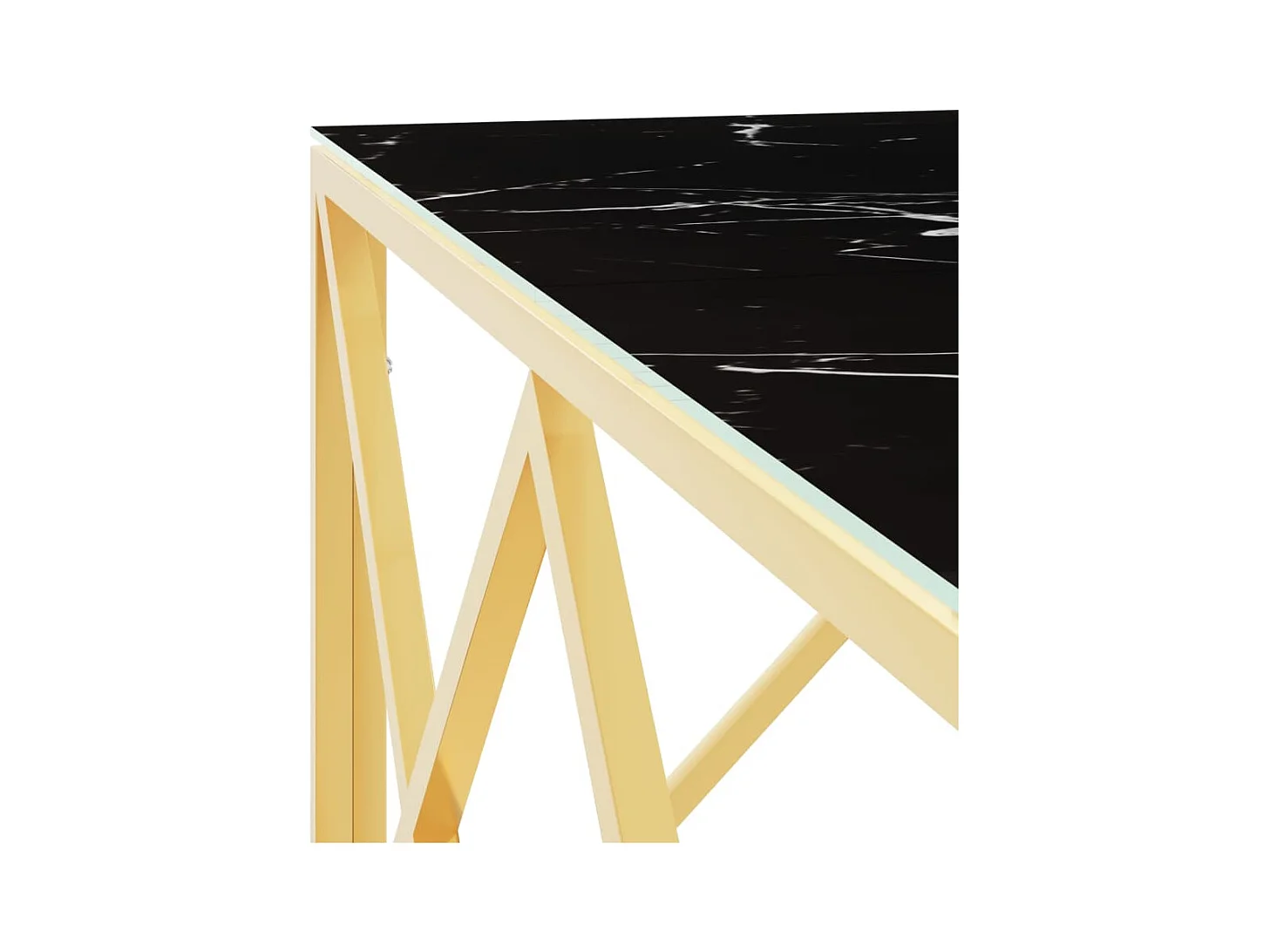 Table basse doré 80x80x40 cm acier inoxydable et verre