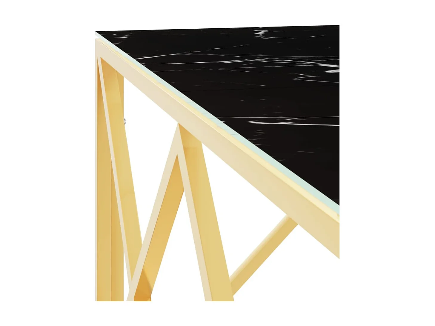 Table basse doré 80x80x40 cm acier inoxydable et verre