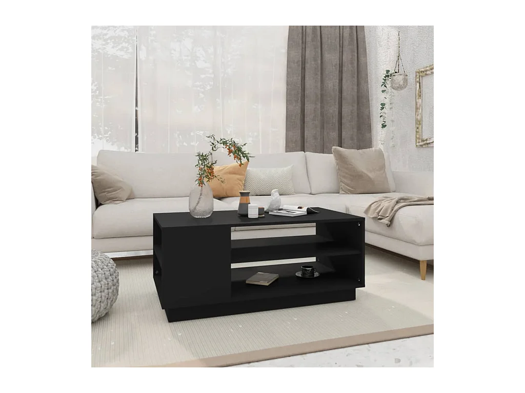 Table basse noir 102x55x43 cm bois d'ingénierie