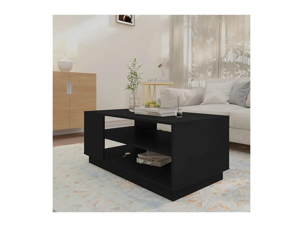 Table basse noir 102x55x43 cm bois d'ingénierie