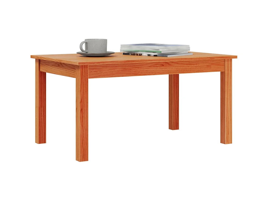 Mesa de centro encerada marrón 80x50x40 cm madera maciza de pino