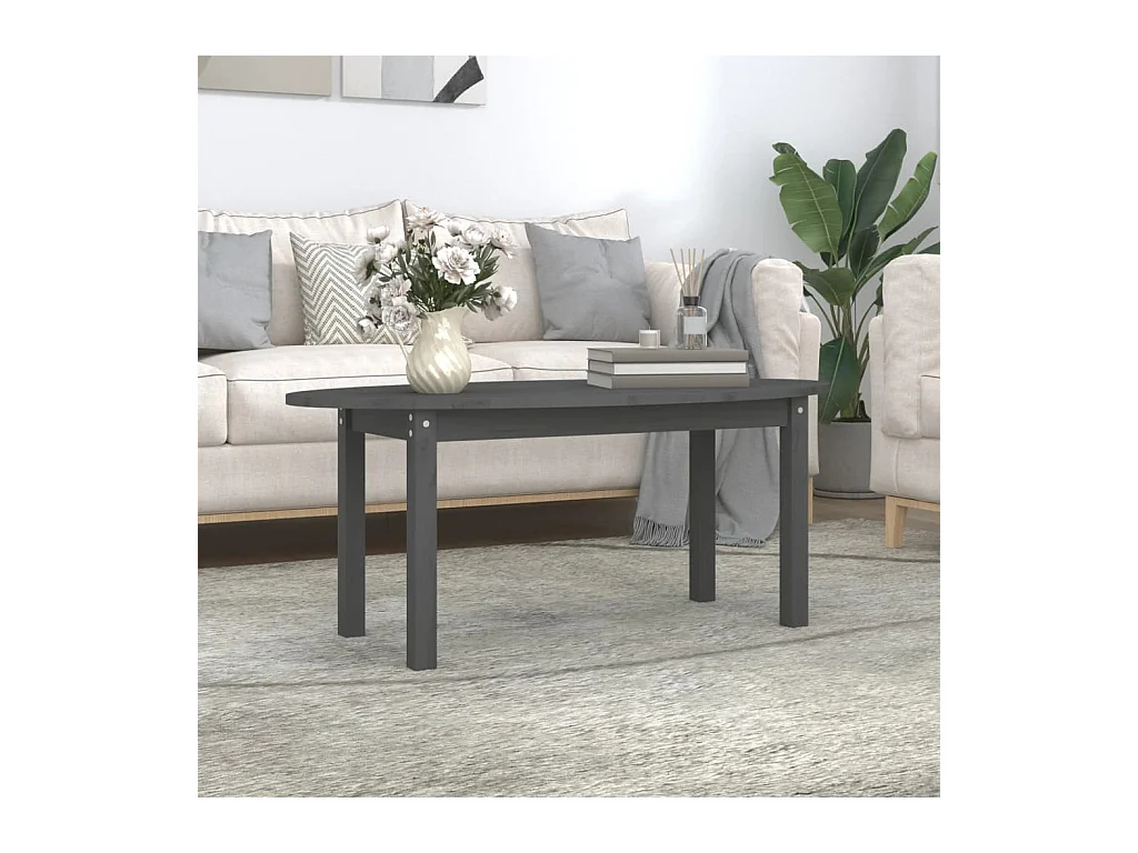 Table basse Gris 110x55x45 cm Bois massif de pin