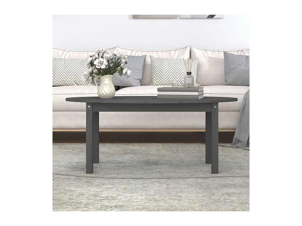 Table basse Gris 110x55x45 cm Bois massif de pin