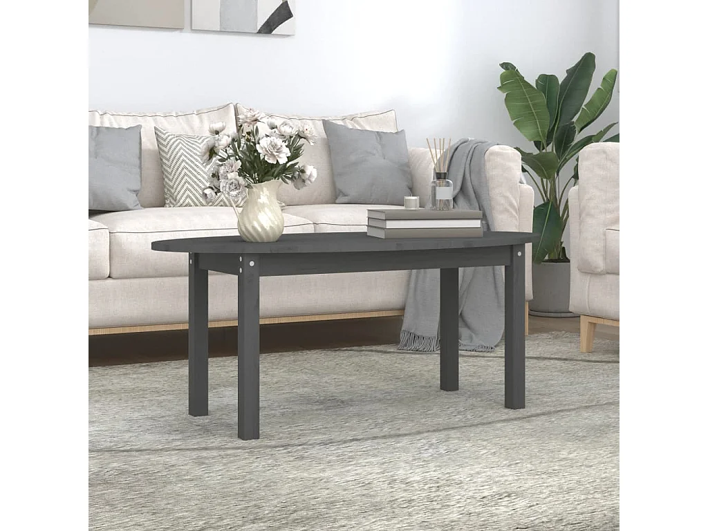 Table basse Gris 110x55x45 cm Bois massif de pin