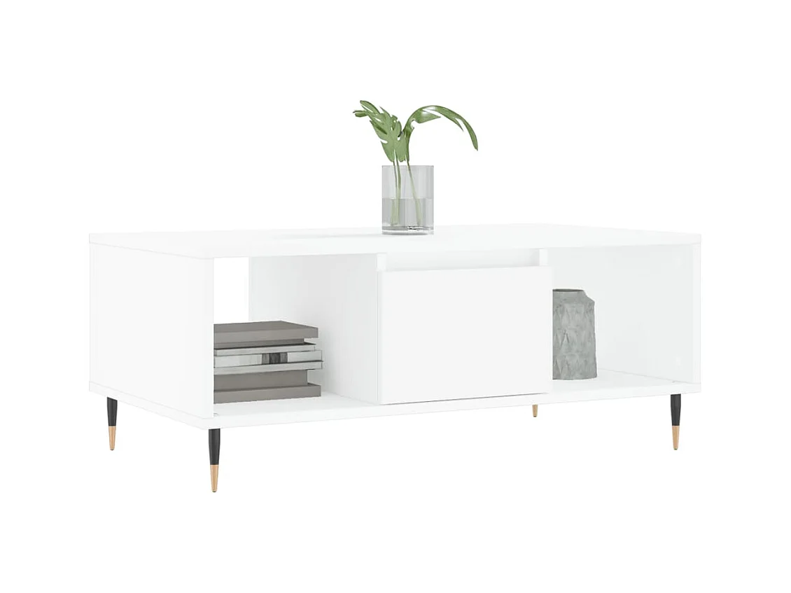 Table basse Blanc 90x50x36,5 cm Bois d'ingénierie