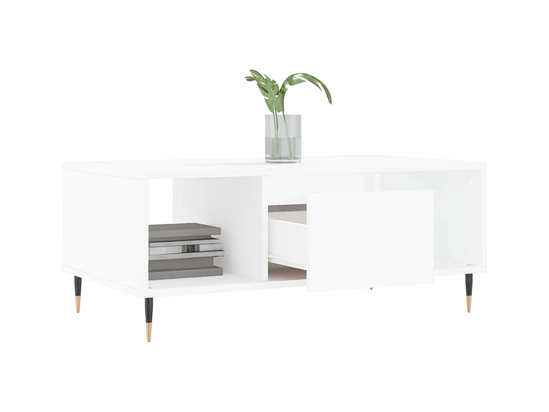 Table basse Blanc 90x50x36,5 cm Bois d'ingénierie