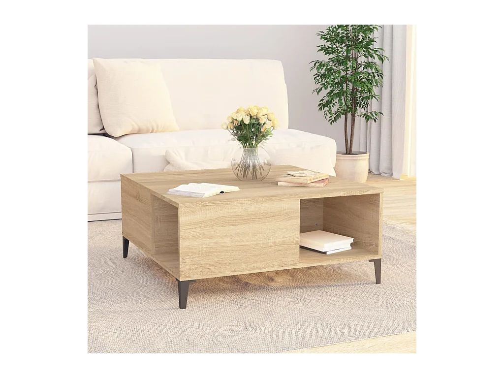 Table basse chêne sonoma 80x80x36,5 cm bois d'ingénierie