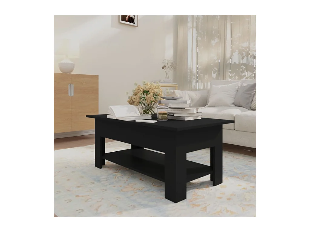 Table basse noir 102x55x42 cm bois d'ingénierie