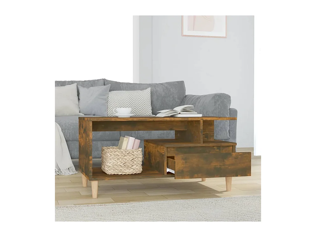 Couchtisch aus geräucherter Eiche, 90 x 49 x 45 cm, Holzwerkstoff