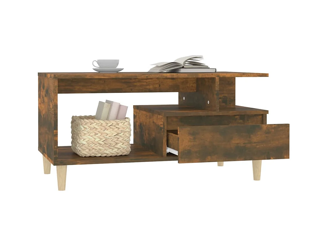 Couchtisch aus geräucherter Eiche, 90 x 49 x 45 cm, Holzwerkstoff