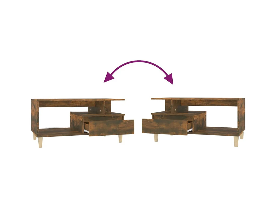 Couchtisch aus geräucherter Eiche, 90 x 49 x 45 cm, Holzwerkstoff