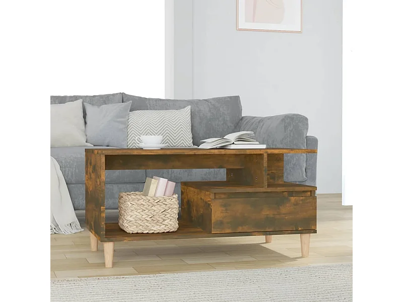 Table basse Chêne fumé 90x49x45 cm Bois d'ingénierie