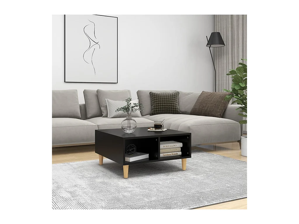 Table basse noir 60x60x30 cm bois d'ingénierie