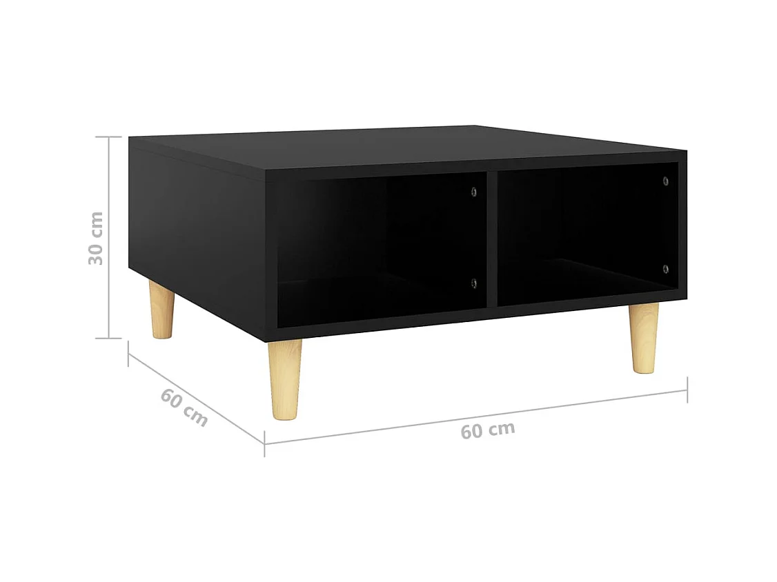 Table basse noir 60x60x30 cm bois d'ingénierie