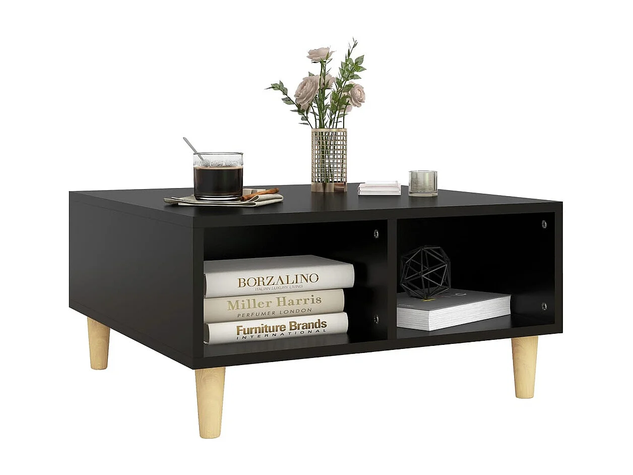 Table basse noir 60x60x30 cm bois d'ingénierie