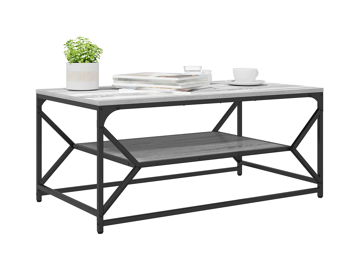 Table basse avec étagère Grise Sonoma 90x50x40 cm en Bois d'ingénierie