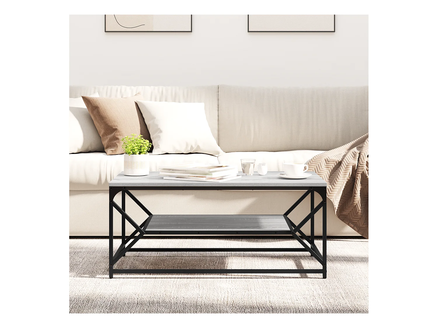 Table basse avec étagère Grise Sonoma 90x50x40 cm en Bois d'ingénierie