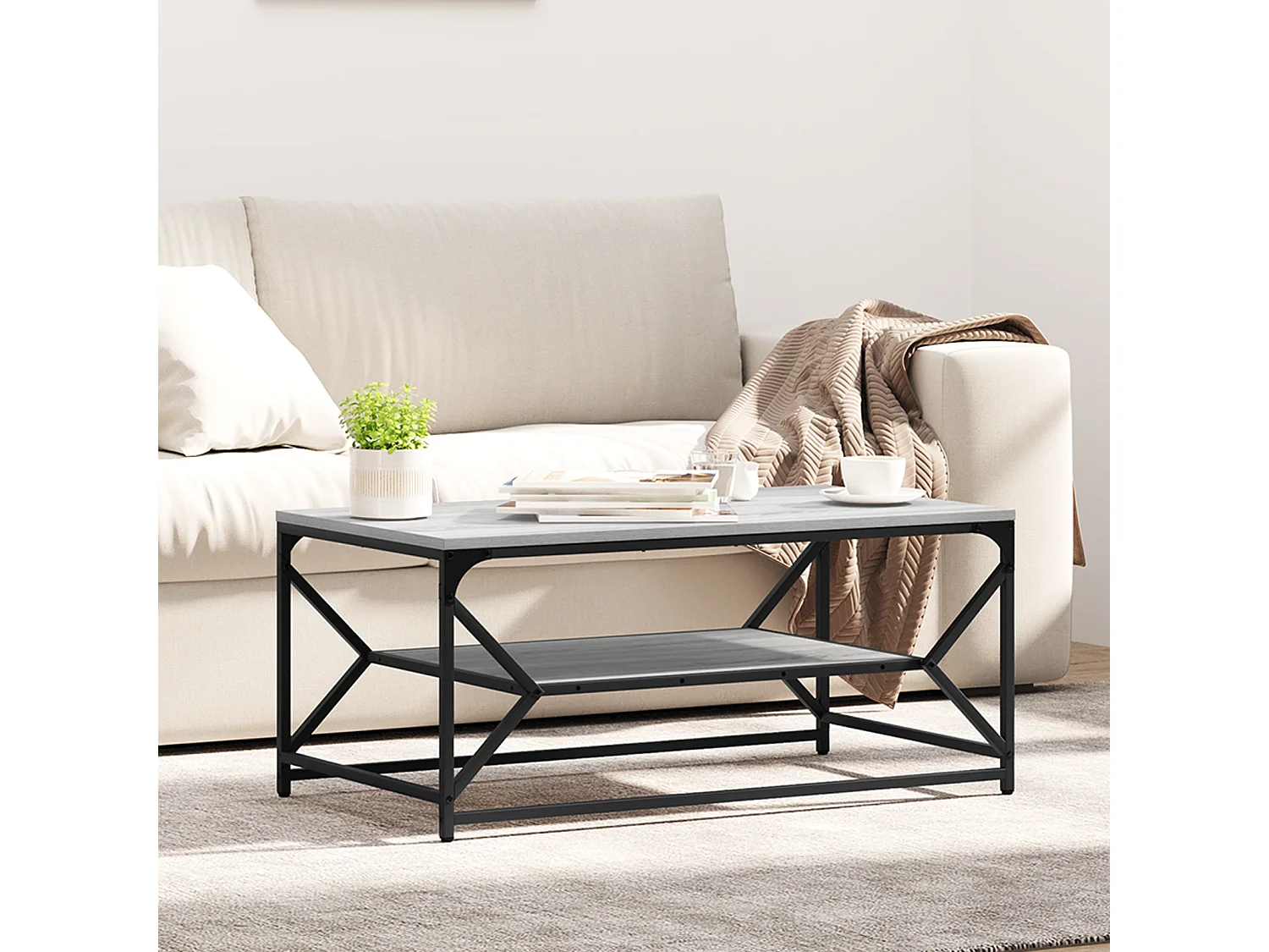 Table basse avec étagère Grise Sonoma 90x50x40 cm en Bois d'ingénierie