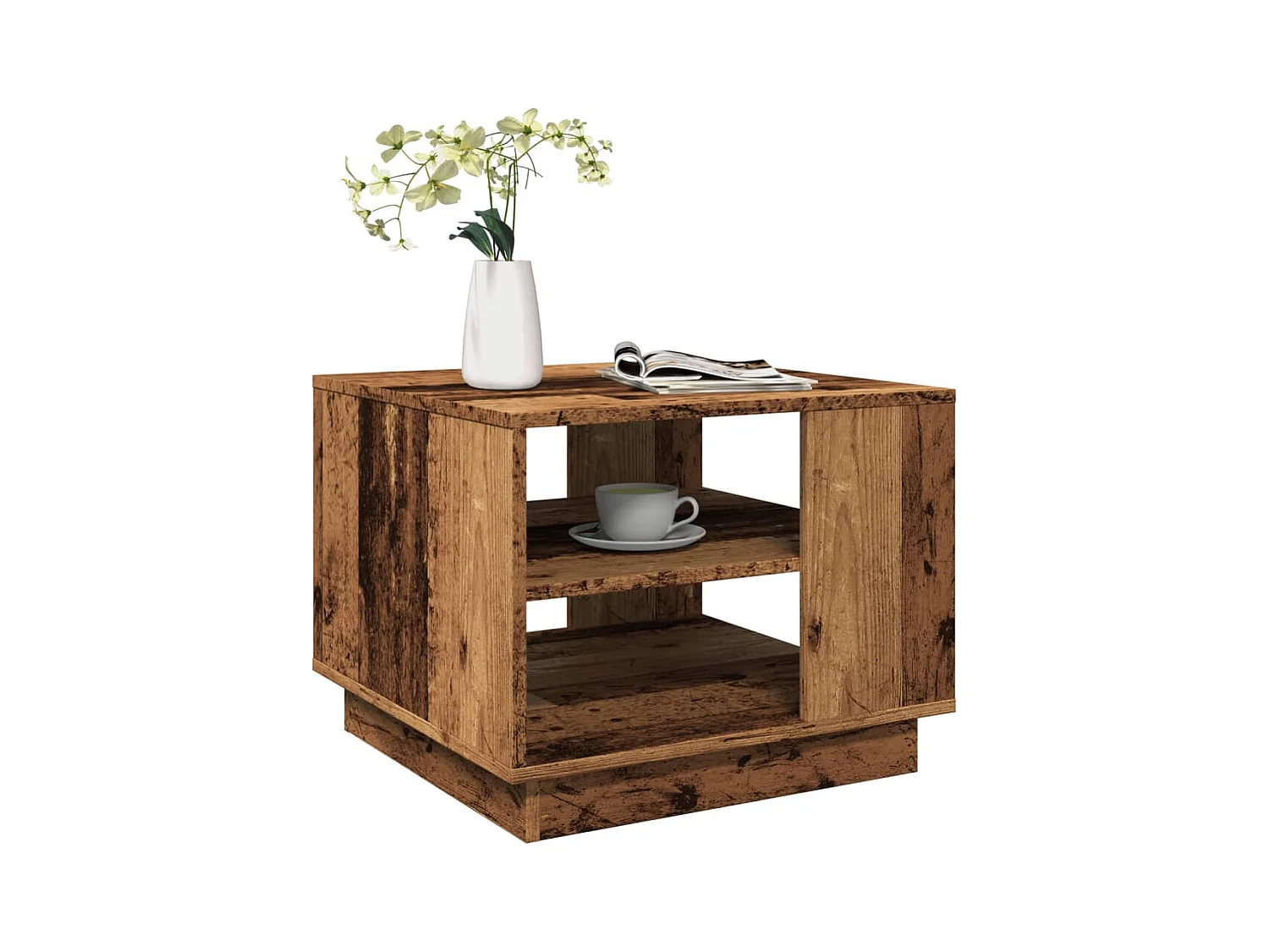 Mesa de centro madera vieja 55x55x42 cm madera de ingeniería