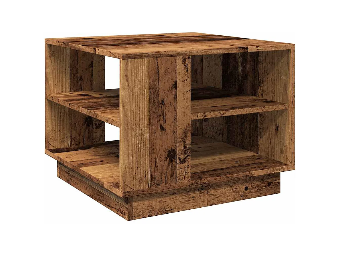 Mesa de centro madera vieja 55x55x42 cm madera de ingeniería