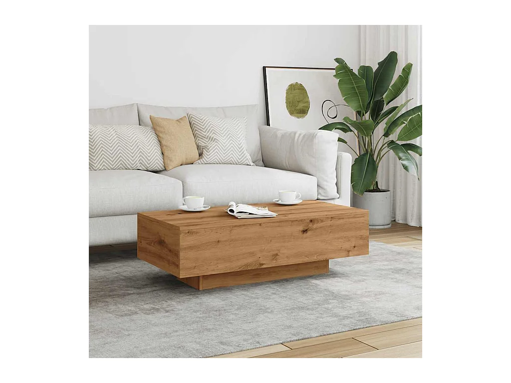 Mesa de centro de roble artesanal 100x49,5x31 cm madera de ingeniería