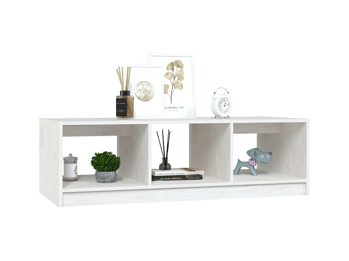Table basse blanc 110x50x34 cm bois de pin massif