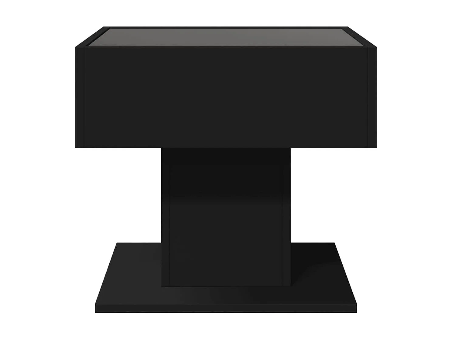 Table basse avec LED noir 50x50x45 cm bois d'ingénierie