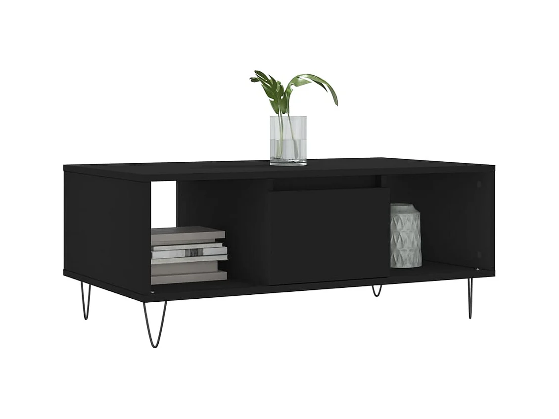 Table basse Noir 90x50x36,5 cm Bois d'ingénierie