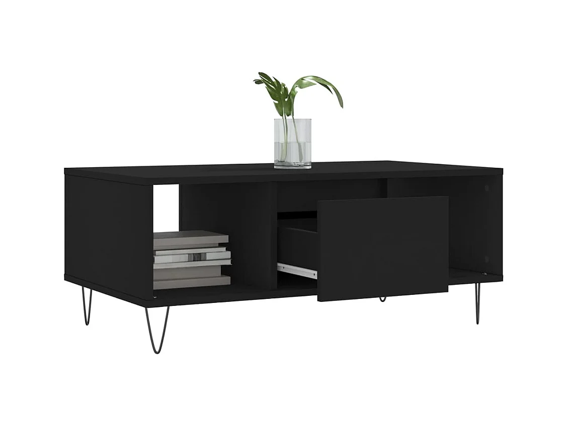 Table basse Noir 90x50x36,5 cm Bois d'ingénierie