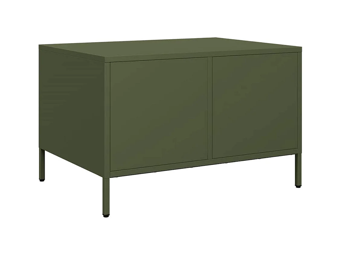 Tavolino da caffè verde oliva 68,5x50x43,5 cm in acciaio laminato a freddo