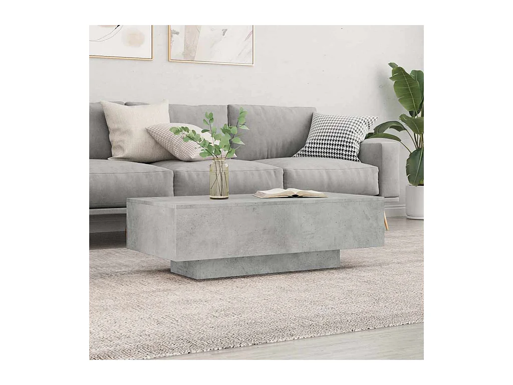 Tavolino da caffè grigio cemento 100x49,5x31 cm in legno ingegnerizzato