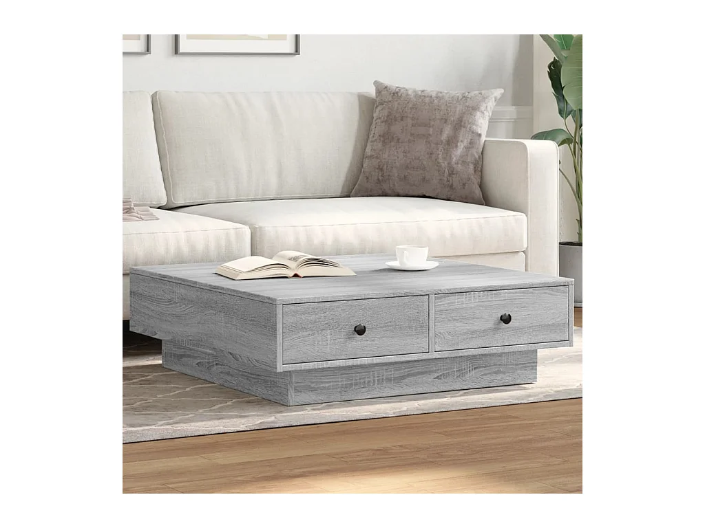 Tavolino Sonoma grigio 90x90x28 cm in legno ingegnerizzato