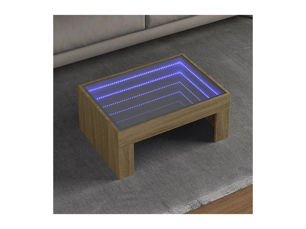 Table basse avec LED infini chêne sonoma 70x50x30 cm