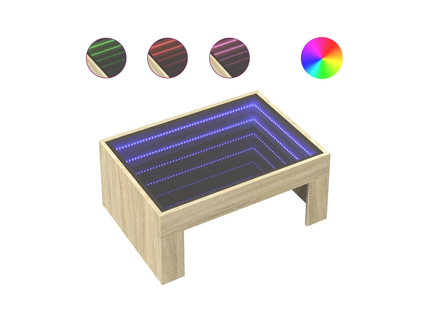 Table basse avec LED infini chêne sonoma 70x50x30 cm