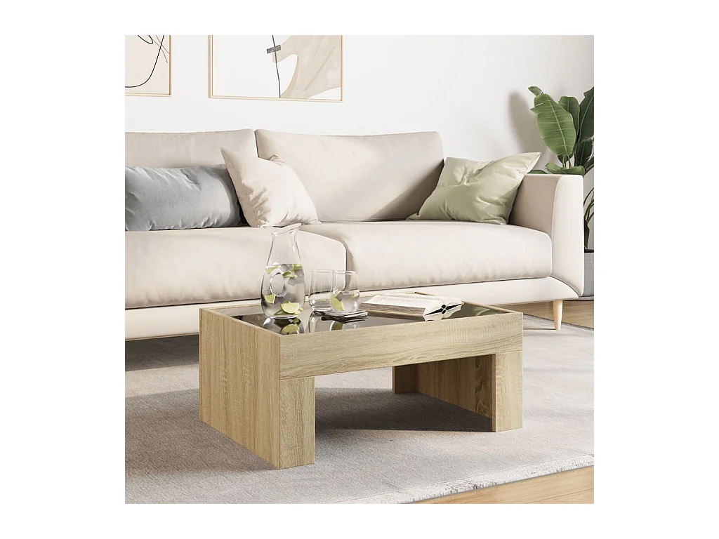 Table basse avec LED infini chêne sonoma 70x50x30 cm