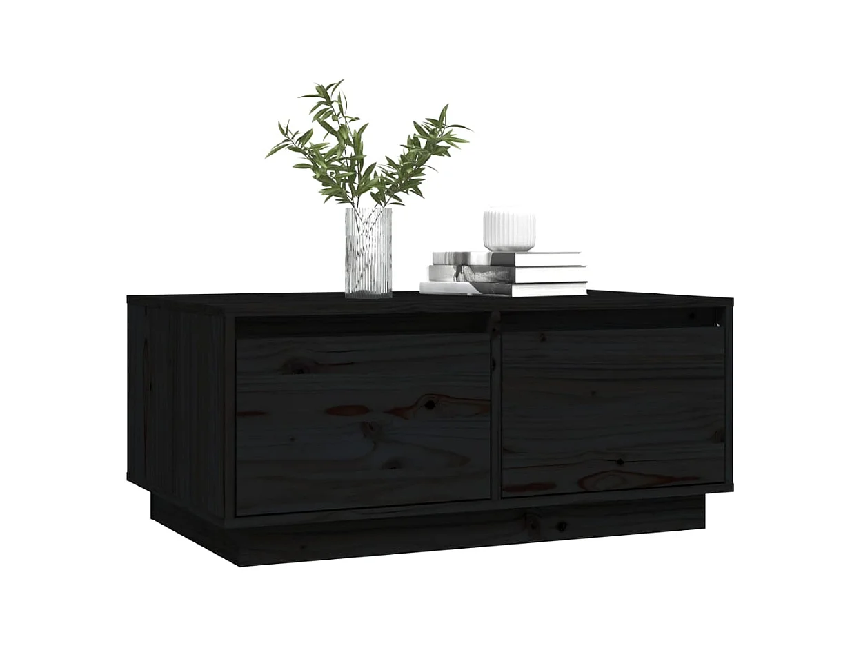 Table basse Noir 80x50x35 cm Bois massif de pin