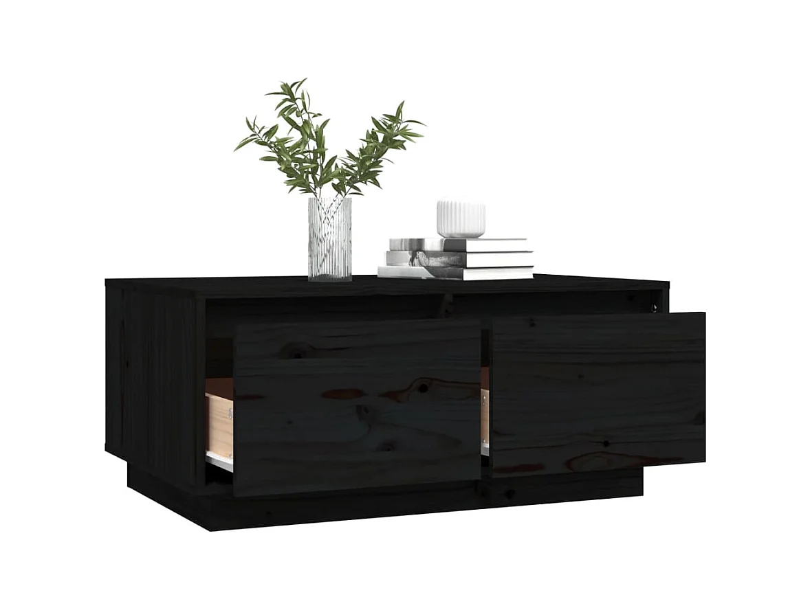 Table basse Noir 80x50x35 cm Bois massif de pin