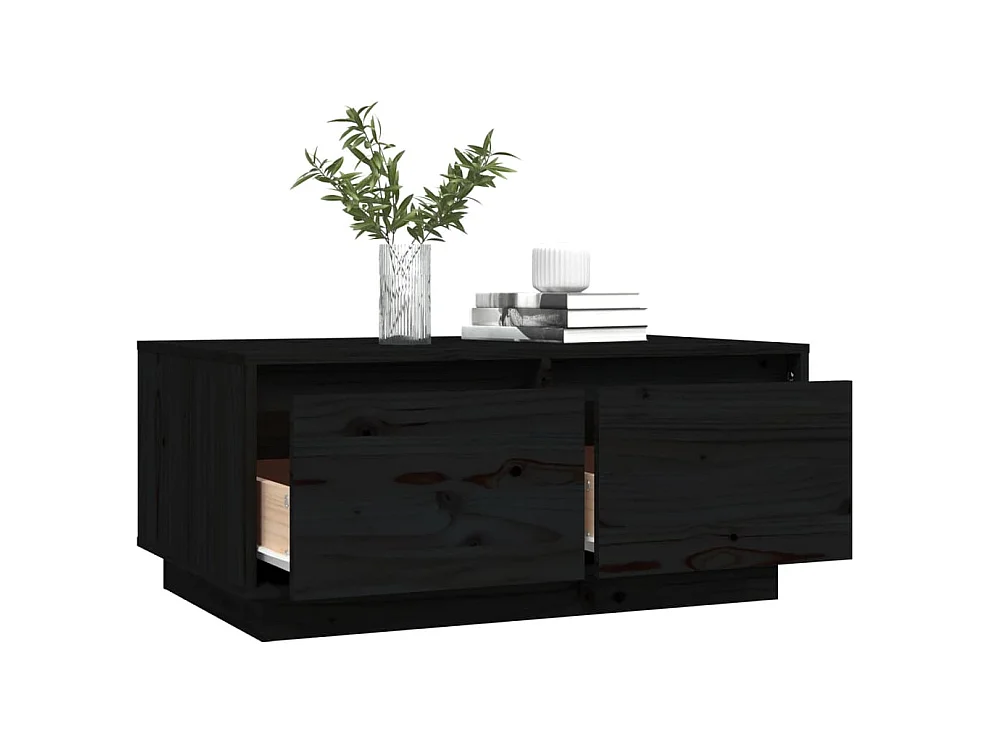 Table basse Noir 80x50x35 cm Bois massif de pin