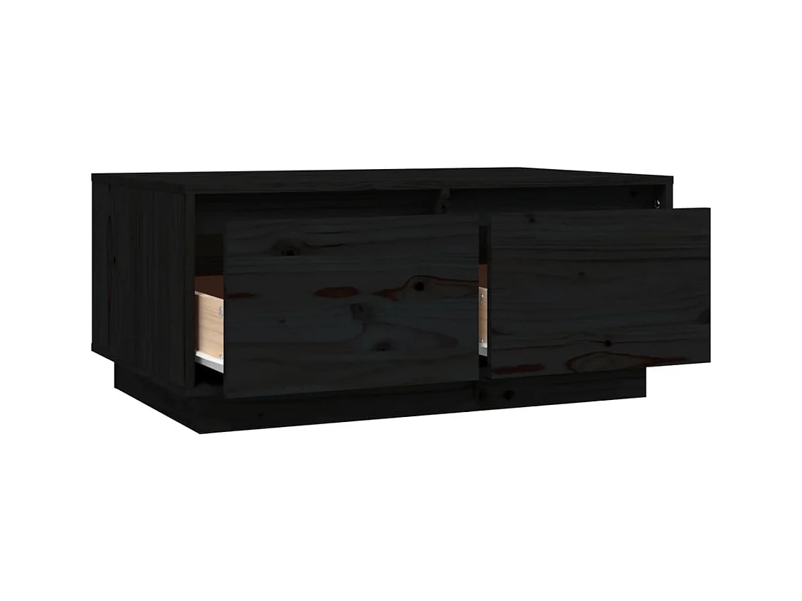 Table basse Noir 80x50x35 cm Bois massif de pin