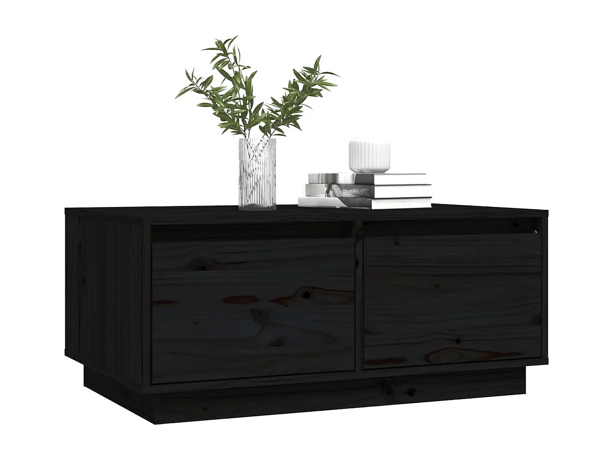 Table basse Noir 80x50x35 cm Bois massif de pin