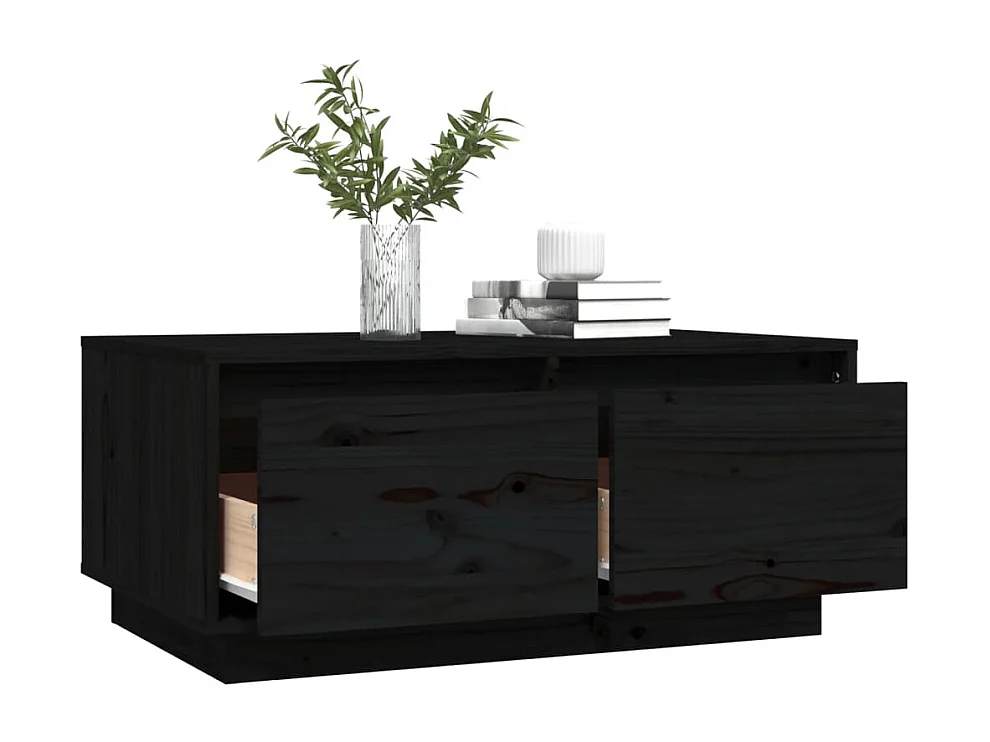 Table basse Noir 80x50x35 cm Bois massif de pin