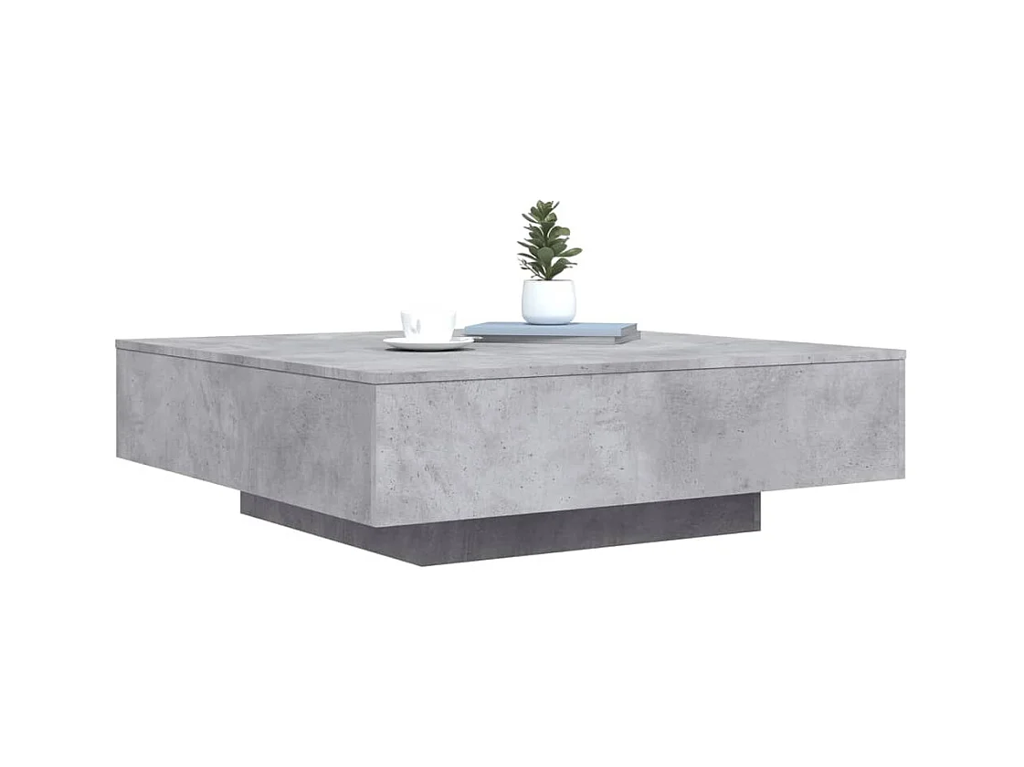 Table basse gris béton 100x100x31 cm bois d'ingénierie