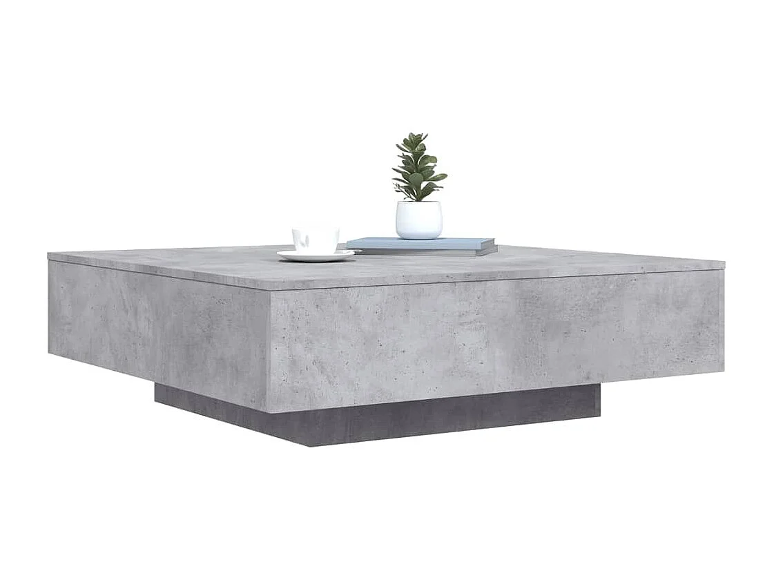 Table basse gris béton 100x100x31 cm bois d'ingénierie