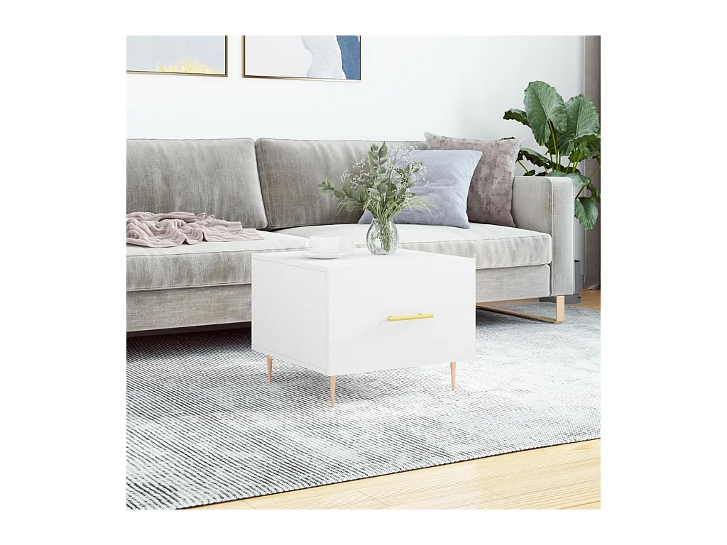 Table basse blanc 50x50x40 cm bois d'ingénierie