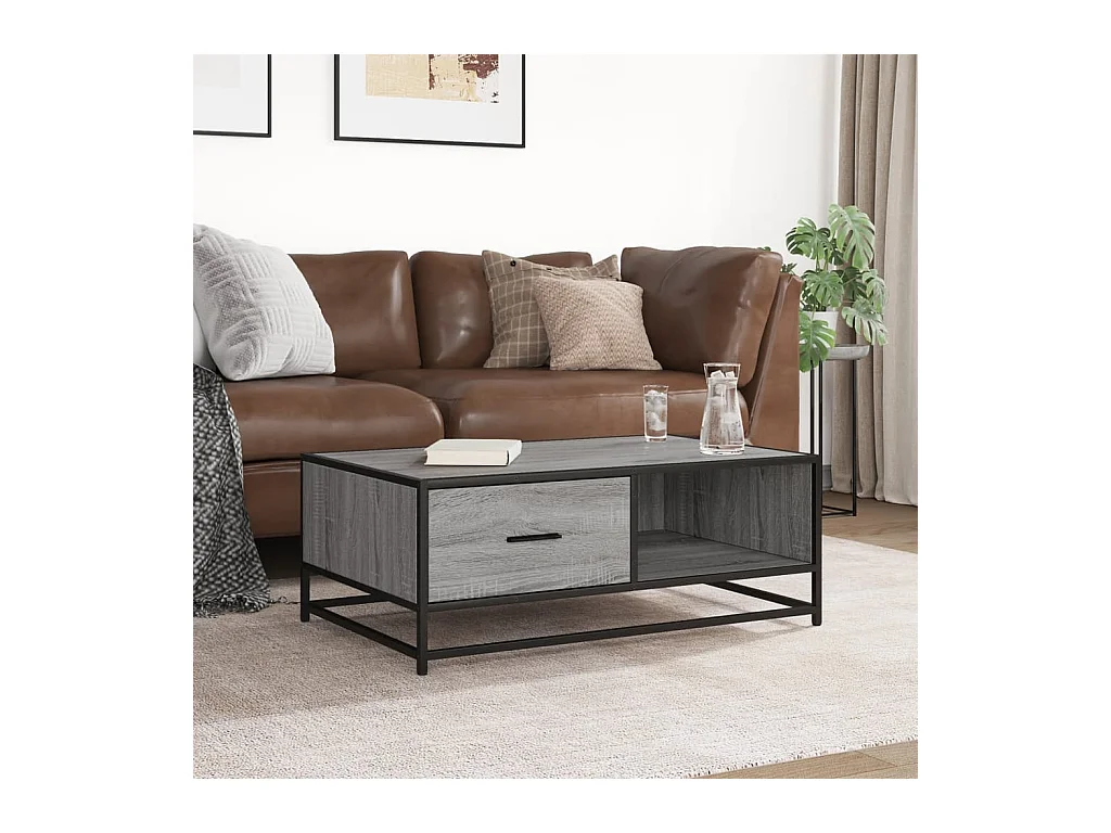 Sonoma salontafel grijs 90x57x35 cm bewerkt hout en metaal