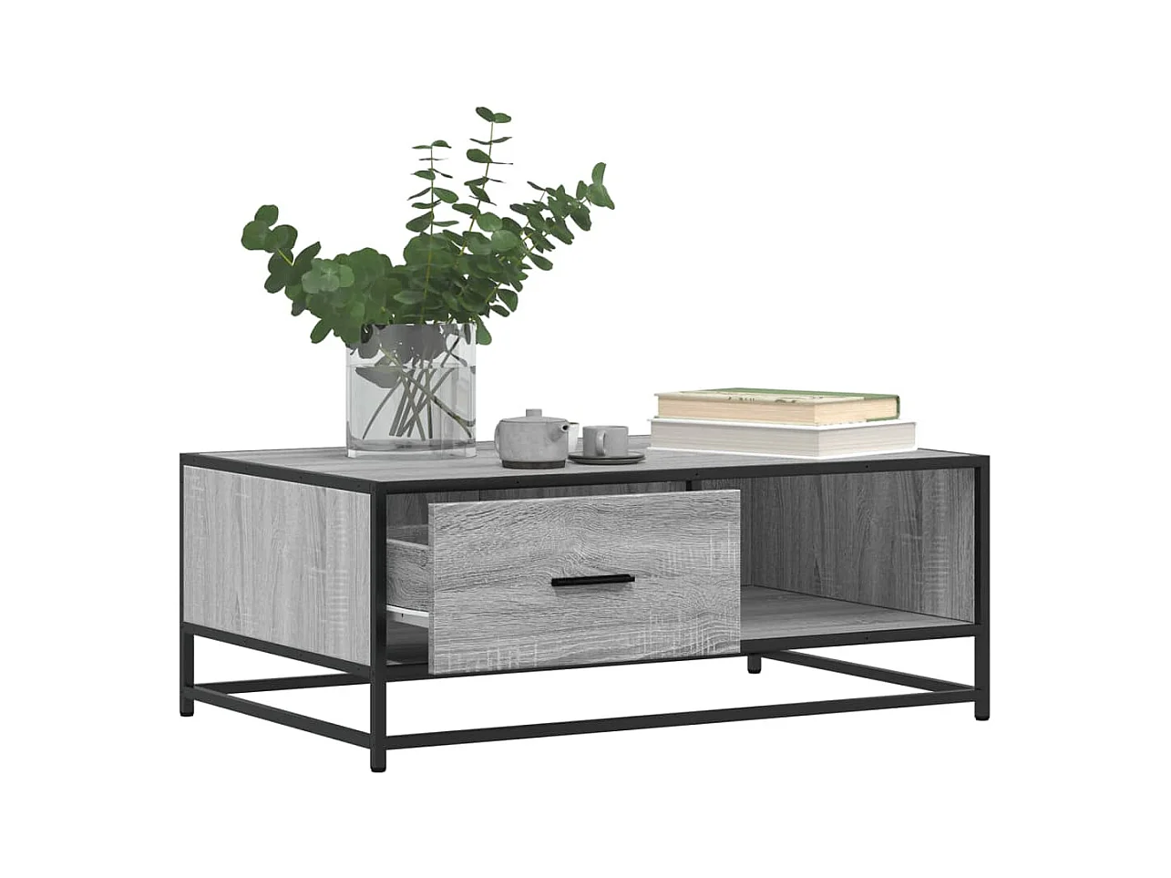 Sonoma salontafel grijs 90x57x35 cm bewerkt hout en metaal