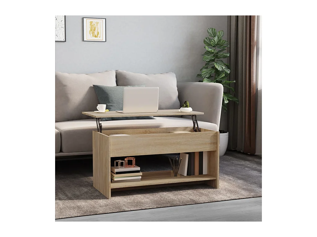 Table basse chêne sonoma 102x50x52,5 cm bois d'ingénierie