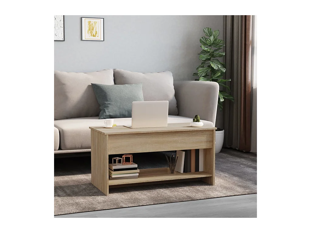 Table basse chêne sonoma 102x50x52,5 cm bois d'ingénierie