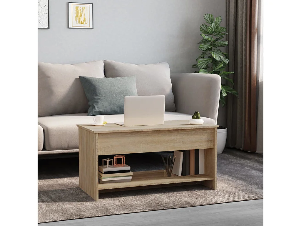 Table basse chêne sonoma 102x50x52,5 cm bois d'ingénierie